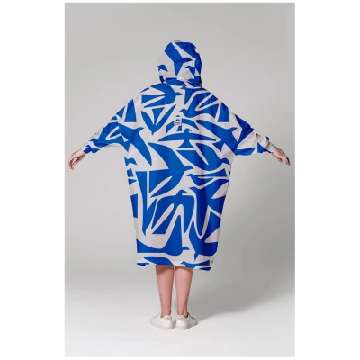 Rainkiss Damen vegan Regen Poncho Timo Blau Weiß