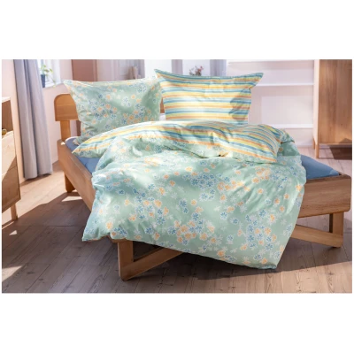 Renforcé-Bettwäsche-Garnitur aus reiner Bio-Baumwolle, 2-tlg, kiesel 80 x 80 + 155 x 220 cm