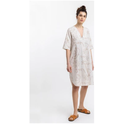 Rotholz Damen vegan Kleid Kaftan Beachside Cremefarben