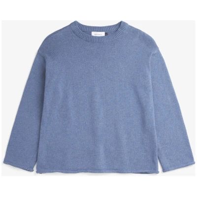 Rotholz Damen vegan Pullover Gestrickt Oversized Blau