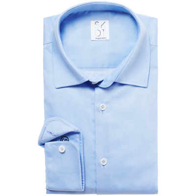SKOT Herren vegan Hemd Slim Fit Ã"rmel LÃ¤nge 7 Kreisförmig Blau