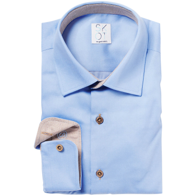 SKOT Herren vegan Hemd Slim Fit Circular Blue Contrast