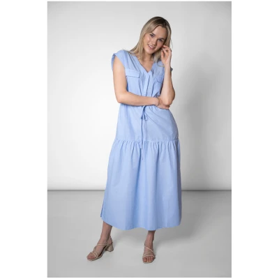 STORY OF MINE Damen vegan Kleid Tiered Hellblau