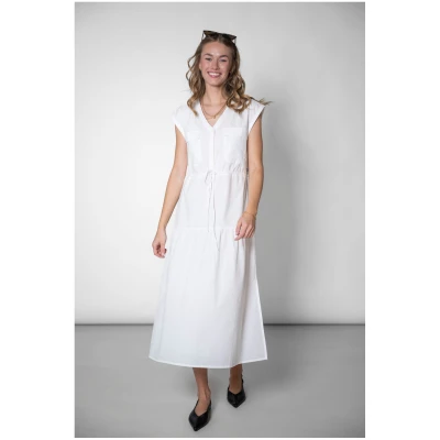 STORY OF MINE Damen vegan Kleid Tiered Weiß