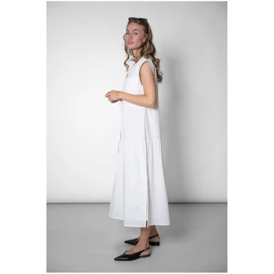 STORY OF MINE Damen vegan Kleid Tiered Weiß