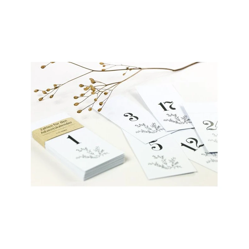 STUDIO KARAMELO Adventskalender Zahlen Anhänger | floral | Recyclingpapier