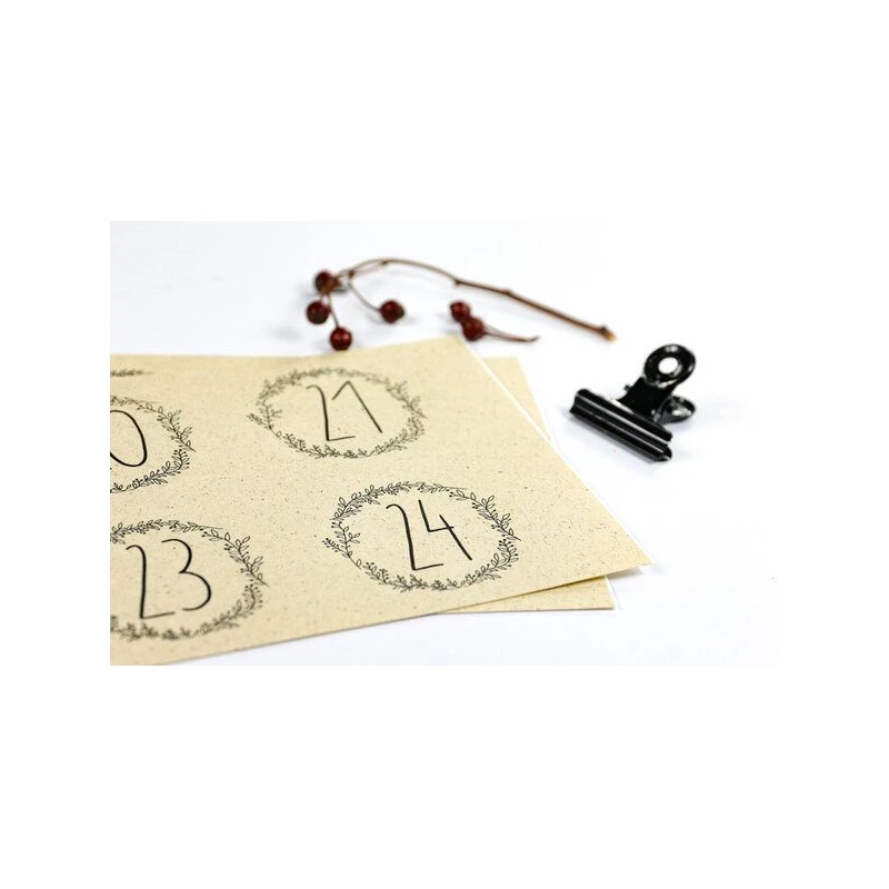 STUDIO KARAMELO Adventskalender Zahlen mit Ranken zum Aufkleben | Graspapier