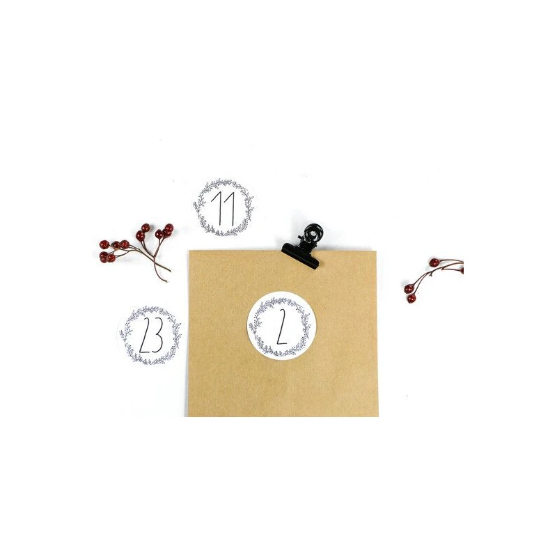 STUDIO KARAMELO Adventskalender Zahlen mit Ranken zum Aufkleben | Recyclingpapier