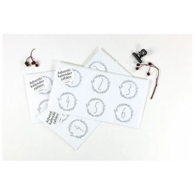 STUDIO KARAMELO Adventskalender Zahlen mit Ranken zum Aufkleben | Recyclingpapier