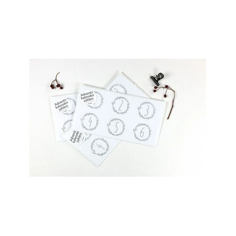STUDIO KARAMELO Adventskalender Zahlen mit Ranken zum Aufkleben | Recyclingpapier