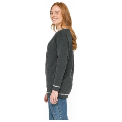 Sweatshirt mit U-Boot-Ausschnitt aus Bio-Baumwolle, anthrazit melange 40/42
