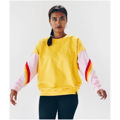 The Driftwood Tales Damen vegan Sweatshirt Loose Yellow Rainbow