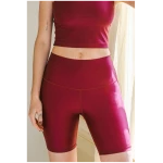 The View Yoga Damen vegan Kurze Leggings Vida Helles Burgunderrot
