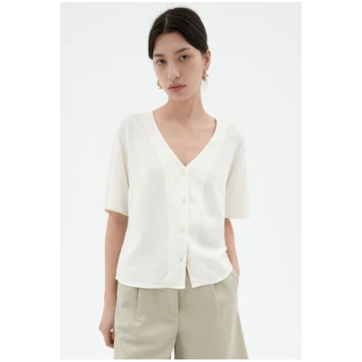 Thinking MU Damen vegan Bluse Libelle Weiß