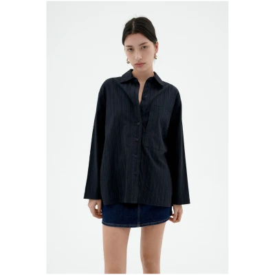 Thinking MU Damen vegan Bluse Popcorn Marcelle Navy