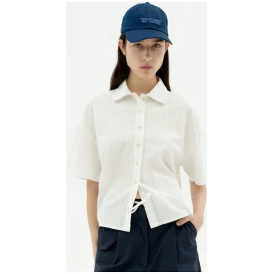 Thinking MU Damen vegan Bluse Popcorn Textur Anna Weiß