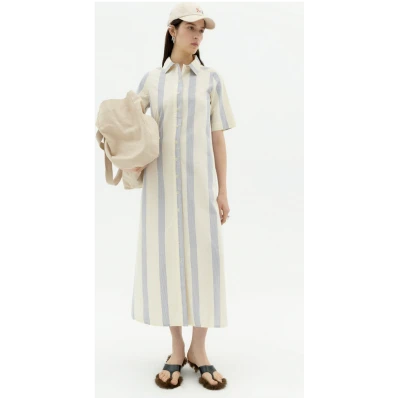 Thinking MU Damen vegan Kleid Gianna Blau Gestreift