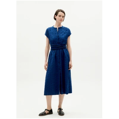 Thinking MU Damen vegan Kleid Gretel Seersucker Blau