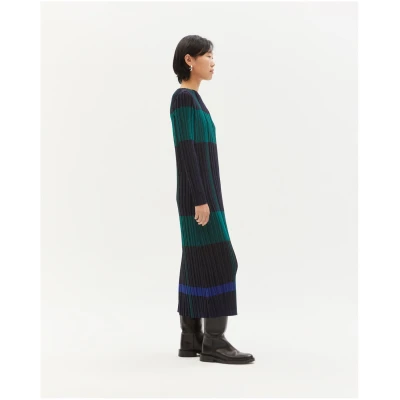 Thinking MU Damen vegan Kleid Plaid Plissee Myrtle Multicolor