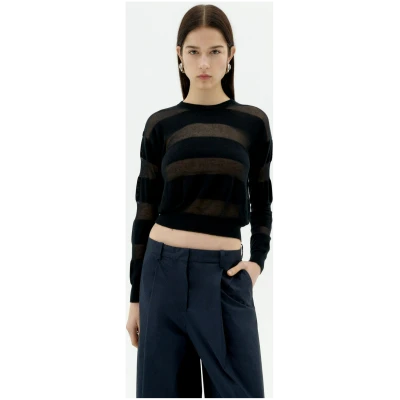Thinking MU Damen vegan Strickpullover Jersey Be Schwarz