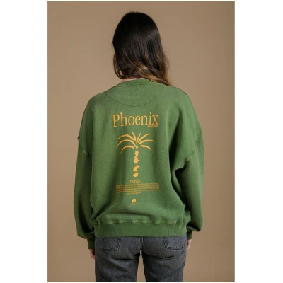 Trendsplant Damen vegan Pullover Oversized Pigment Washingtonia Pinnas GrÃ¼n
