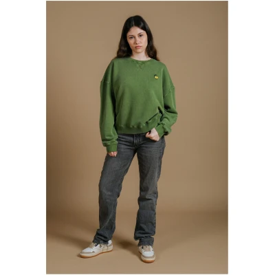 Trendsplant Damen vegan Pullover Oversized Pigment Washingtonia Pinnas GrÃ¼n