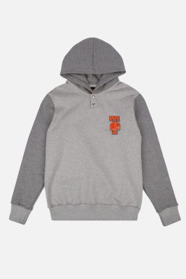 Trendsplant Herren vegan Hoodie Omega College Button Up Light Heather Grey