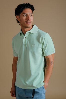 Trendsplant Herren vegan Polo Essential Pigment Dusty Aqua