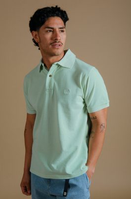 Trendsplant Herren vegan Polo Essential Pigment Dusty Aqua