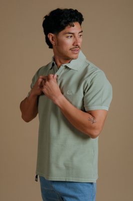 Trendsplant Herren vegan Polo Essential Pigment Reseda GrÃ¼n