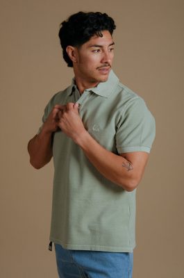 Trendsplant Herren vegan Polo Essential Pigment Reseda GrÃ¼n
