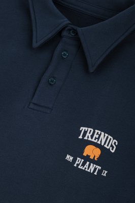 Trendsplant Herren vegan Polo Pullover Kappa College Oversized Deep Navy
