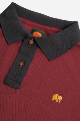 Trendsplant Herren vegan Poloshirt Color Block Burgundy
