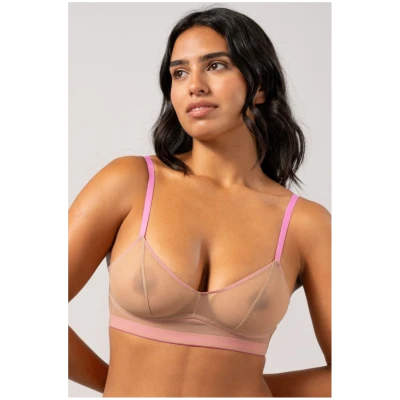 Understatement Damen vegan Bralette Balconette Mesh Warm/Candy Pink