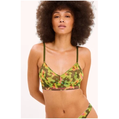 Understatement Damen vegan Bralette Mesh Olive Abstract Floral