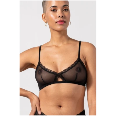 Understatement Damen vegan Bralette Mesh Triangel Schwarz