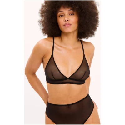 Understatement Damen vegan Bralette Mesh Triangle Schwarz