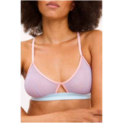 Understatement Damen vegan Bralette Triangel Mesh Cut Out Pastell Flieder