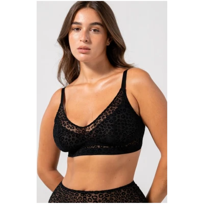 Understatement Damen vegan Mesh Support + Bralette Schwarz Leopard
