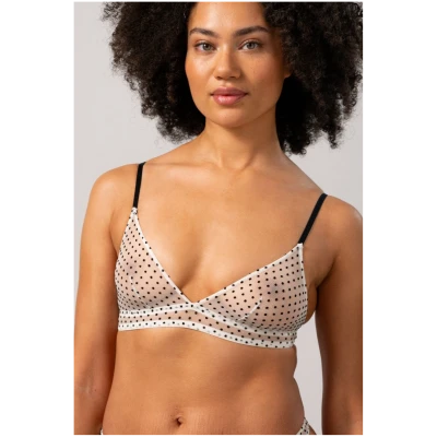 Understatement Damen vegan Mesh Triangle Bralette Creme/Schwarz Creme/Schwarz