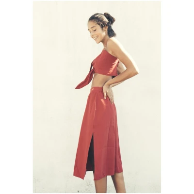Vanilla Sand Damen vegan Rock High Waist Comporta Rot