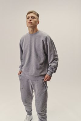 WOTE Herren vegan Ãœbergroßes Sweatshirt Grau Melange