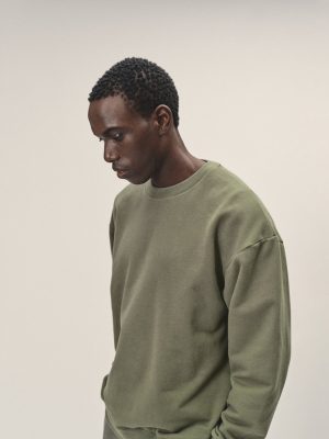 WOTE Herren vegan Sweatshirt In Ãœbergröße Oliv