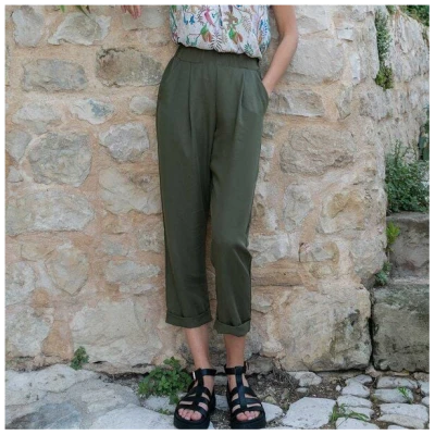 WiDDA Hose mit Bundfalten JUPP Oliv