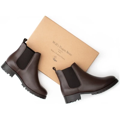 Will's Vegan Store Damen vegan Chelsea Boots Luxe Deep Tread Dunkelbraun