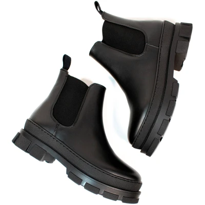 Will's Vegan Store Damen vegan Luxe Track Sole Chelsea Boots Schwarz