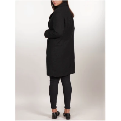 Will's Vegan Store Damen vegan Mantel Strukturierte Vegane Wolle Schwarz
