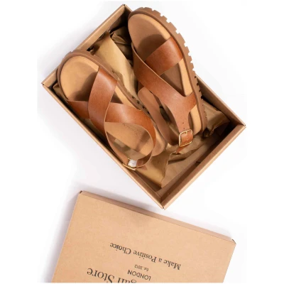 Will's Vegan Store Damen vegan Sandalen Cross Over Fußbett Tan