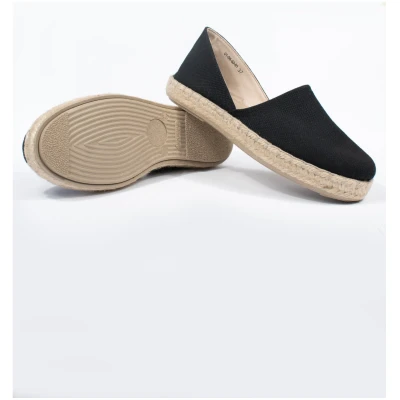 Will's Vegan Store Damen vegan Sandalen Espadrille Schwarzes Segeltuch