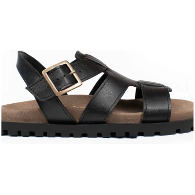 Will's Vegan Store Damen vegan Sandalen Gladiator Footbed Schwarz